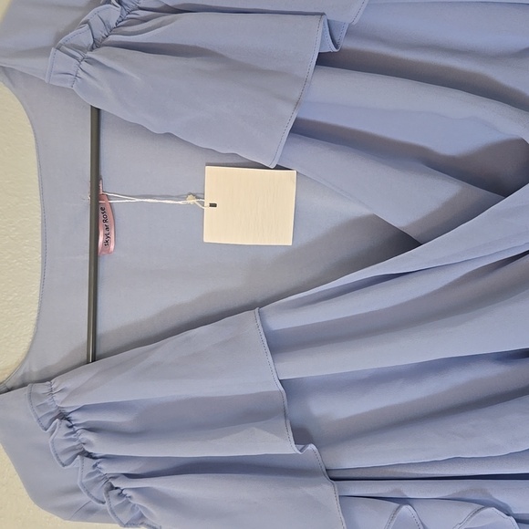 NWT Skylar Rose Light Blue Ruffled Bodysuit Size Large - Picture 2 of 8